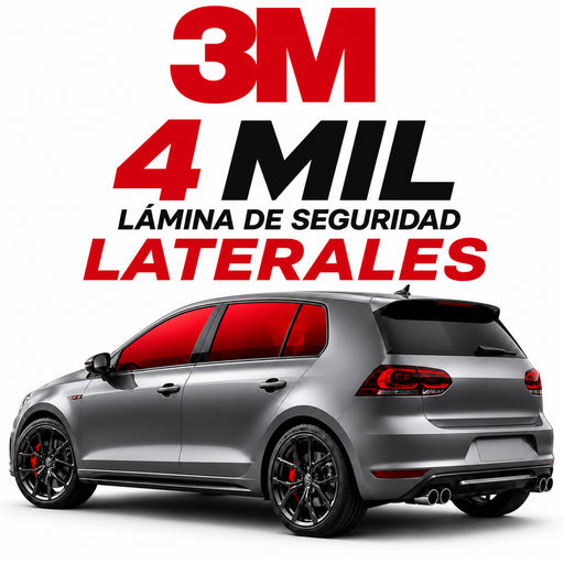 [laminacolor7auto] Lamina seguridad 3M Transparente -Color 4 mil AUTO sin Luneta